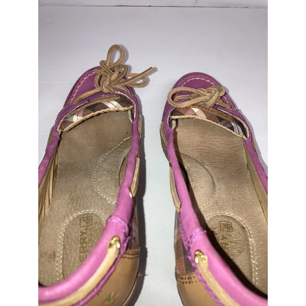 Sperry Top-Sider  Goldfish Wedge Heel Pink Plaid 9518747 Women Sz 7M